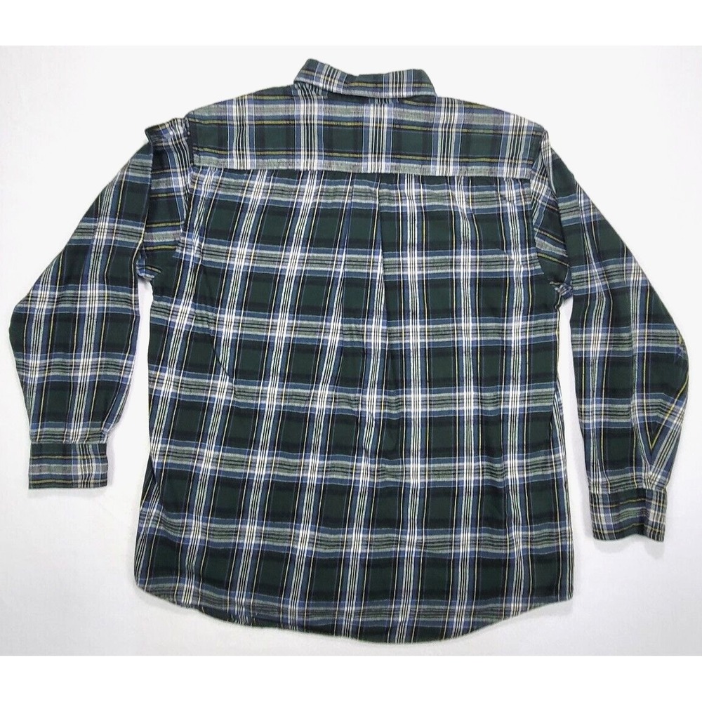 DAVID TAYLOR Mens Green Plaid Flannel long sleeve Large L 100% cotton shirt. - Picture 2 of 4